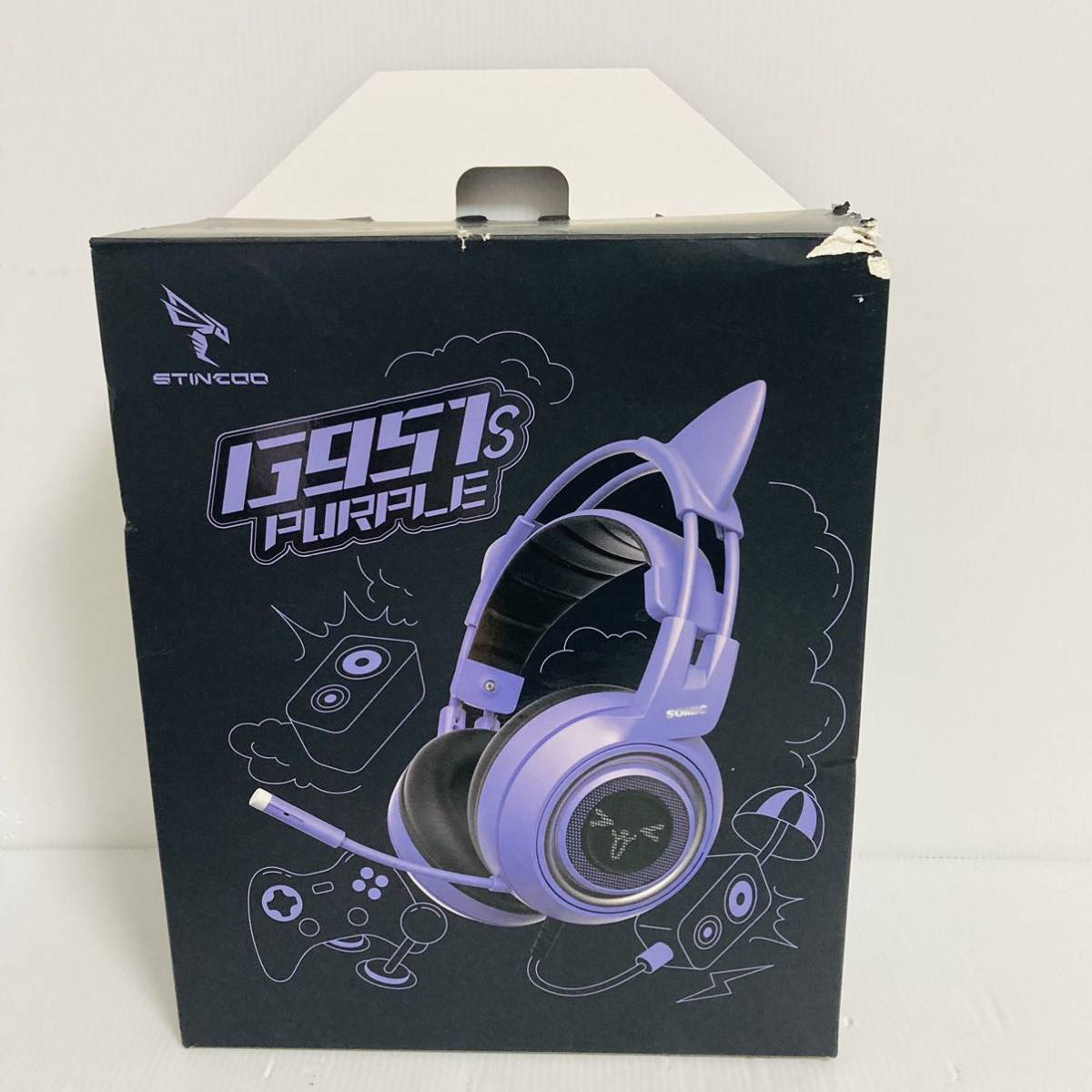 未使用】ゲーミングヘッドセットSOMIC G951S パープル 猫耳ヘッドホン