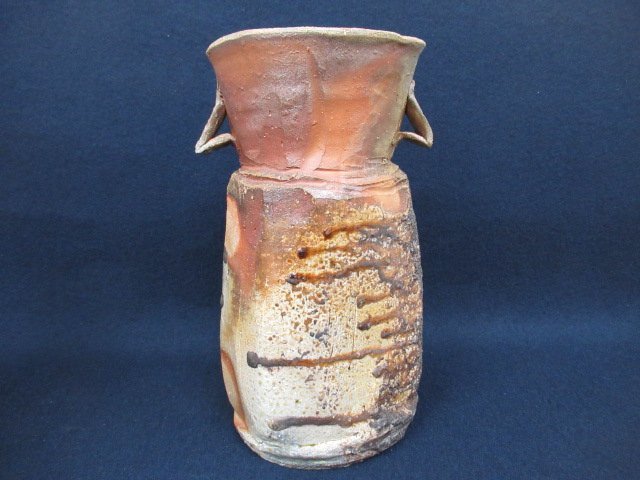 備前焼 陶印有り 耳付き花筒 花瓶 花入 【公式通販】