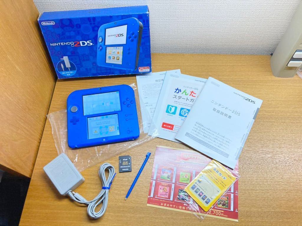 【目立った傷や汚れなし】美品 使用感少 動作確認済み ニンテンドー2DS 本体 ブルー ACアダプター 充電器 任天堂 Nintendo ...