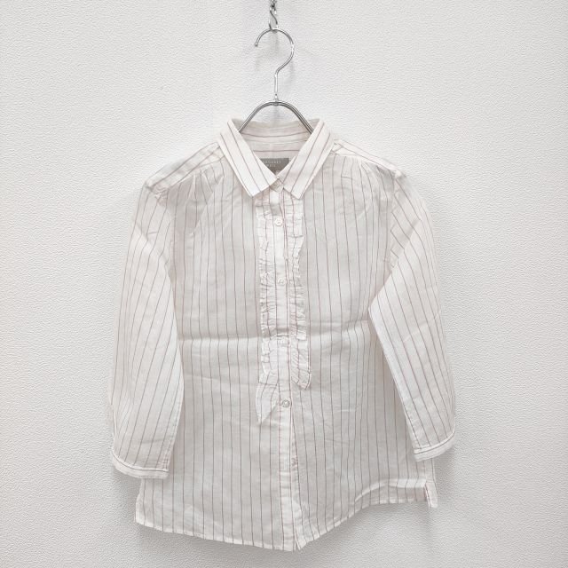 マーガレットハウエルフリル付きホワイトシャツ 美品】MARGARET HOWELL