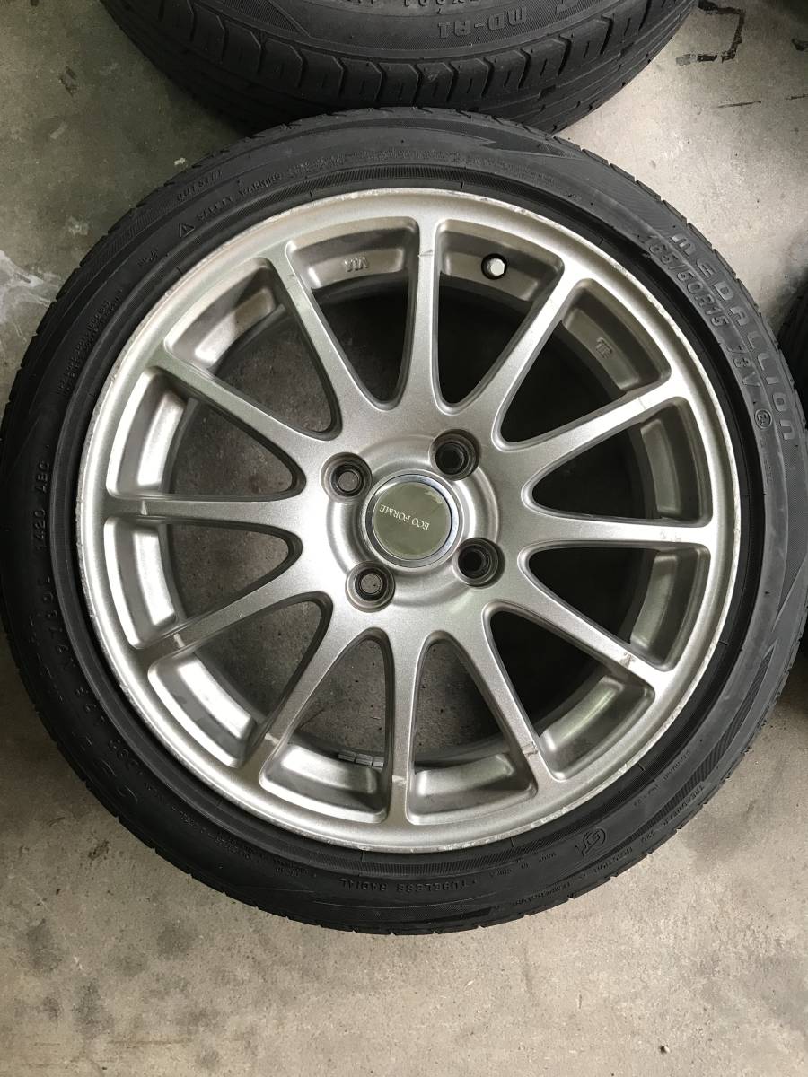 【やや傷や汚れあり】☆15インチ 4H6J PCD100 OF+45 165/50R15 4本セット バリ溝 N-BOX タント スペーシア等 ...