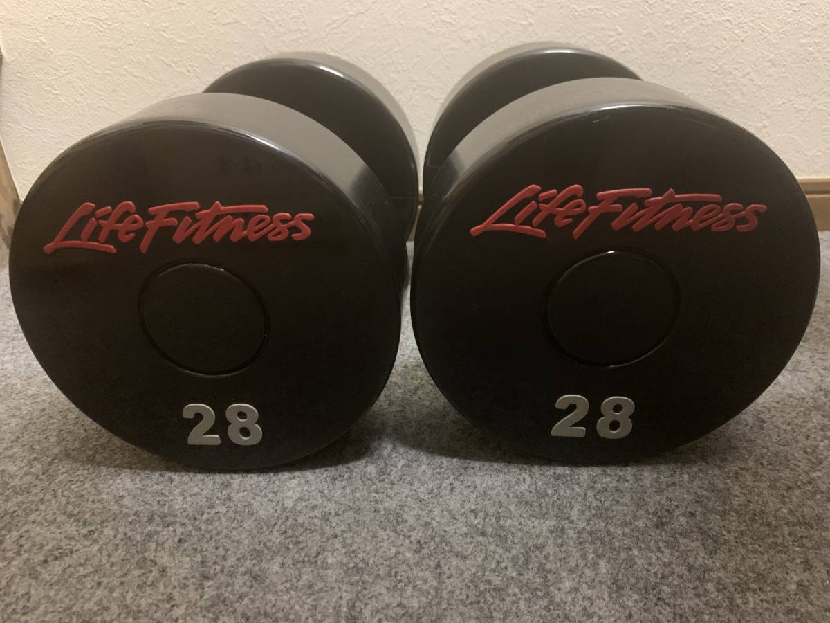Life Fitness　ライフフィットネス　ウレタンダンベル　28kg　1個 未使用に近い】Life Fitness ライフフィットネス ウレタン ダンベル