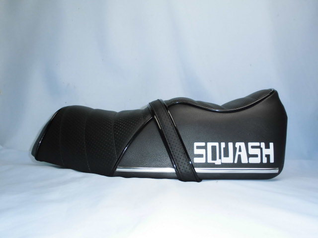 未使用】□スカッシュ 段付シート 黒パンチング＆黒レザー タック