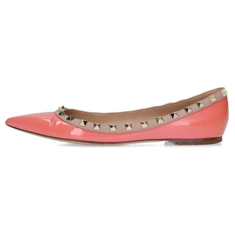 Valentino ロックスタッズ パテント ヒール パンプス ZW2S0393 パウダー 37 (191323