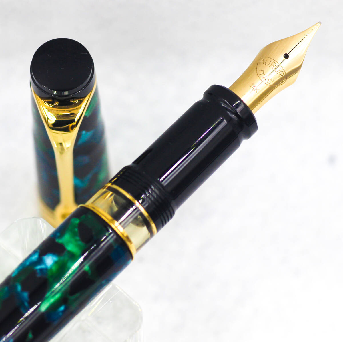 アウロラ オプティマ 万年筆 ペン先14K F グリーン AURORA アウロラ