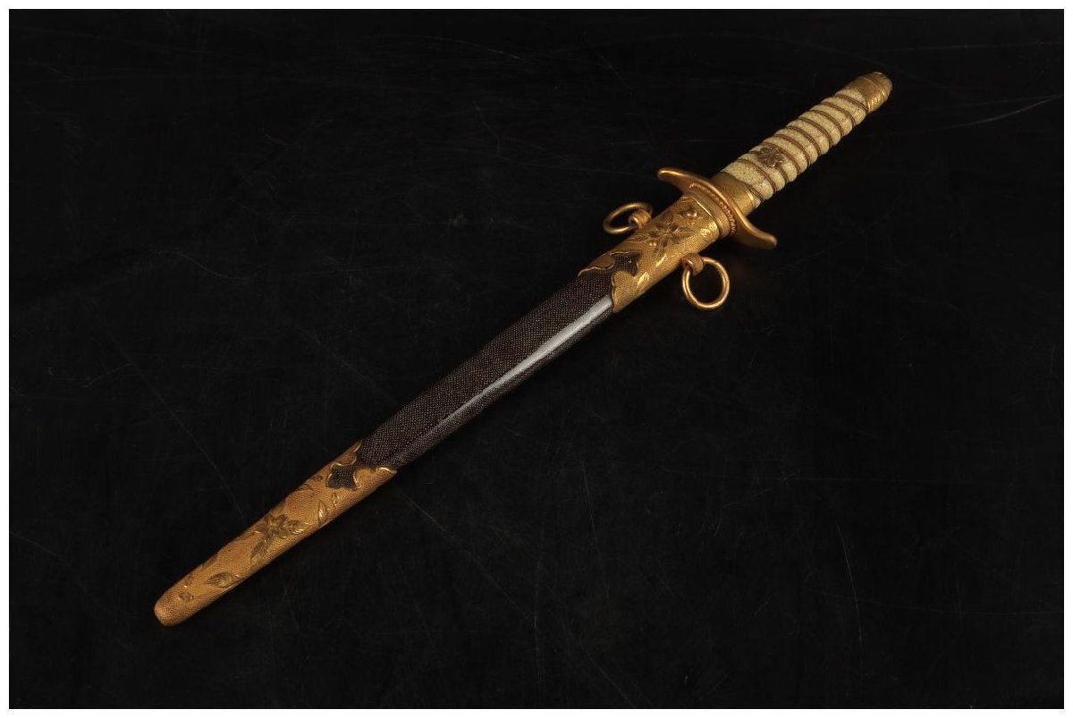 旧日本軍 将校軍刀 拵のみ 鍔 鮫皮造柄 鞘 柄 鮫肌 指揮刀 桜