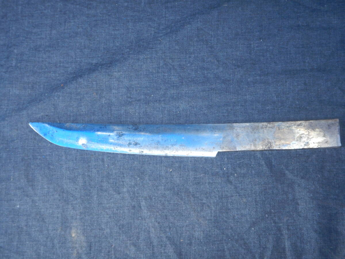 ナイフ加工用玉鋼/合法サイズ】無銘脇差/錆身日本刀切先部分残欠
