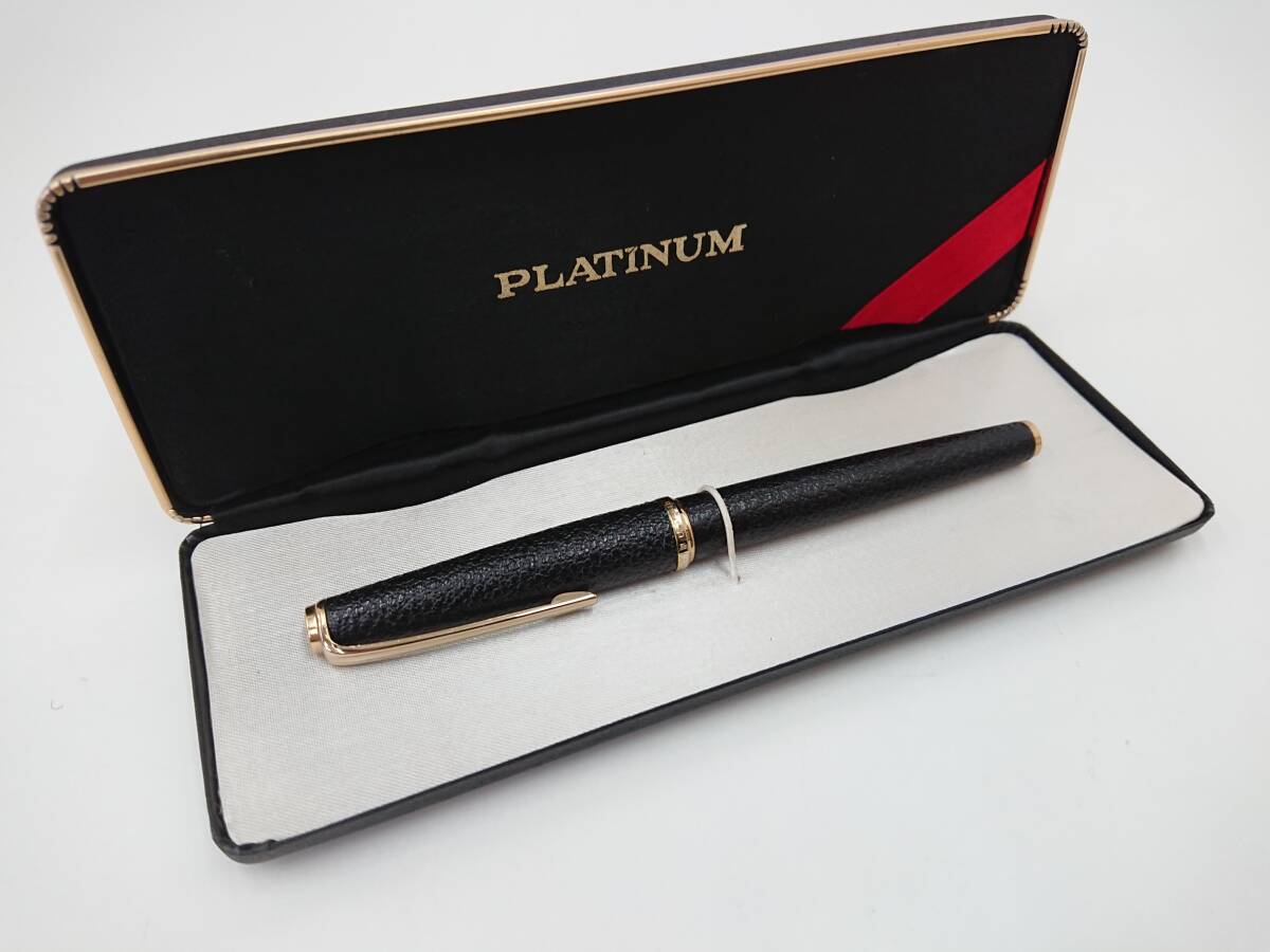 PLATINUM プラチナ万年筆 ペン先18K シープ 花柄 革巻き 万年筆/細軟  