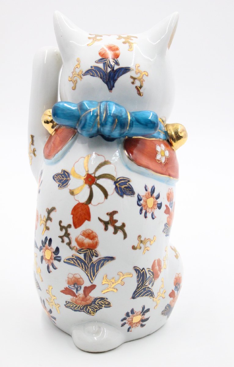 古伊万里 伊万里焼 金襴手 金彩 招き猫 眠り猫 唐草模様 赤絵 2体セット