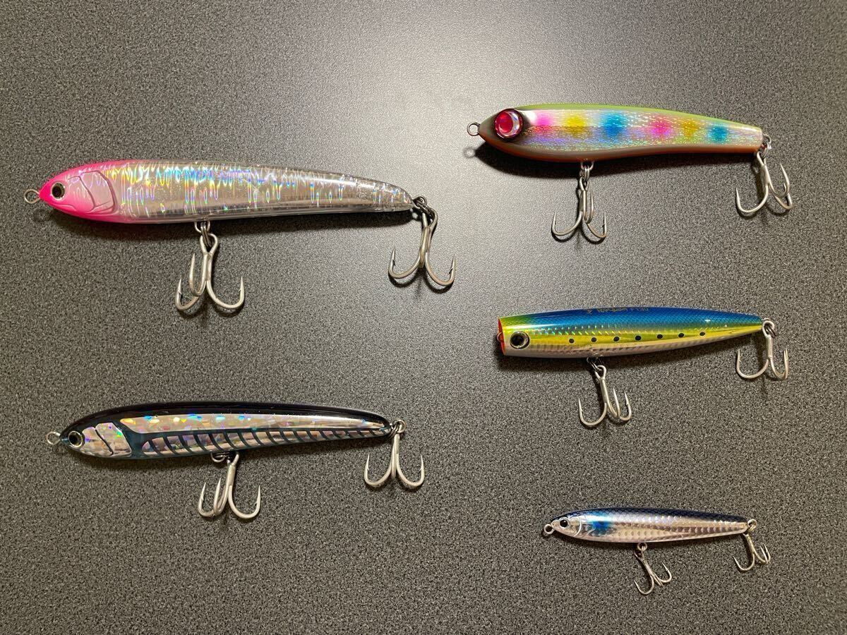 1円スタート】ウッド製ダイビングペンシル4点セット プラグ ブリ