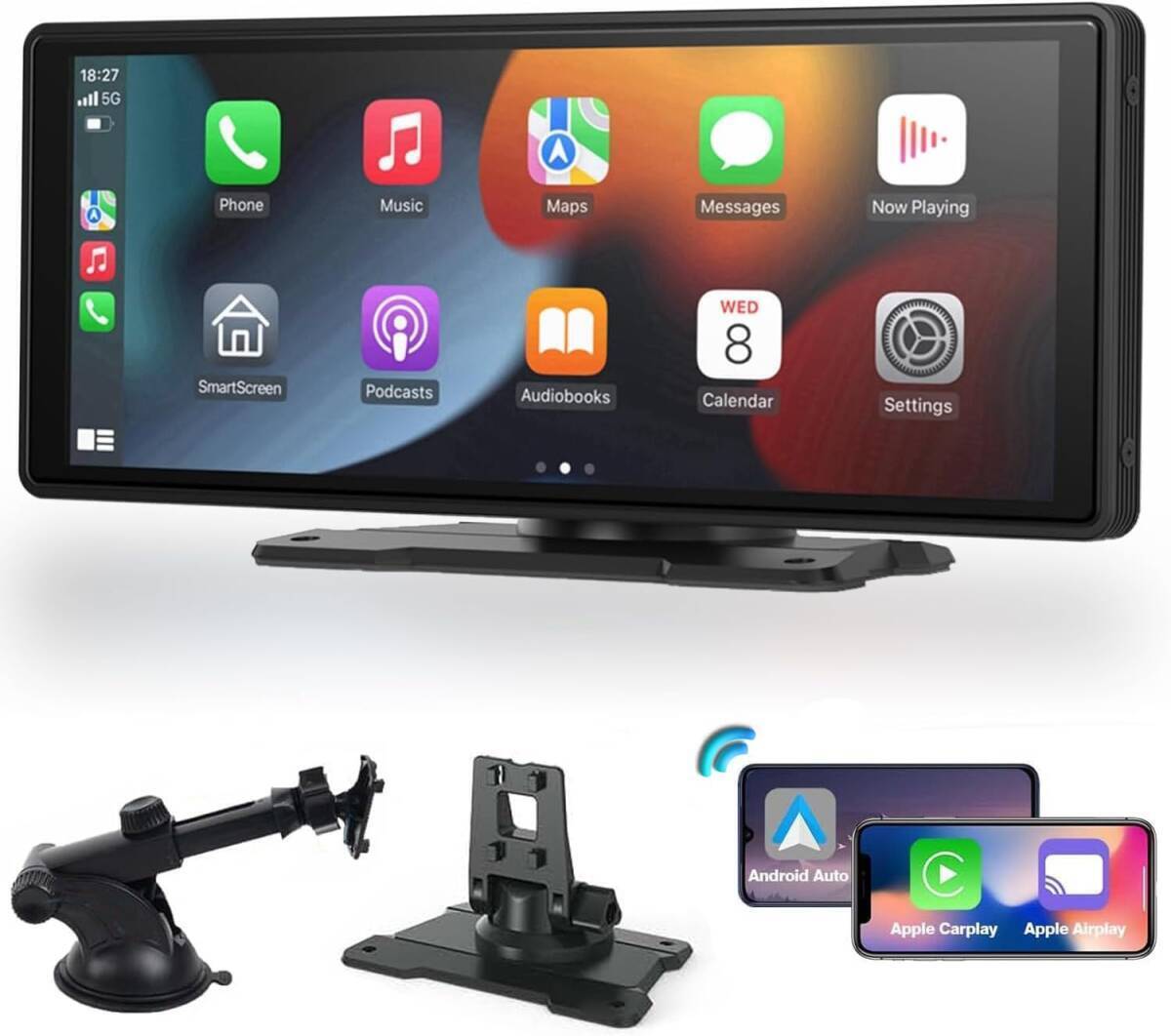 1円インチオンダッシュモニター10.26 日本語 Carplay Android Autoミラーリング対応 音声アシスタント AUX、FM、Bluetooth 対応 GPSの1番目の画像