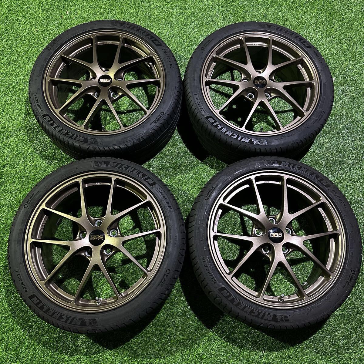 【やや傷や汚れあり】BBS RI-A 18インチ PCD112 5穴 7.5J 020 ミシュラン 225/40r18 アウディ A3 S3 ...