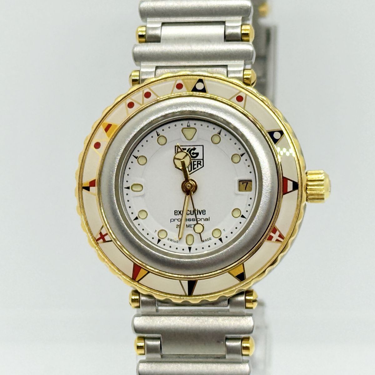 K8895 TAG HEUER タグ・ホイヤー executive エグゼクティブ 915.808 クォーツ レディース腕時計 稼働品 箱 ギャラ こま3の1番目の画像