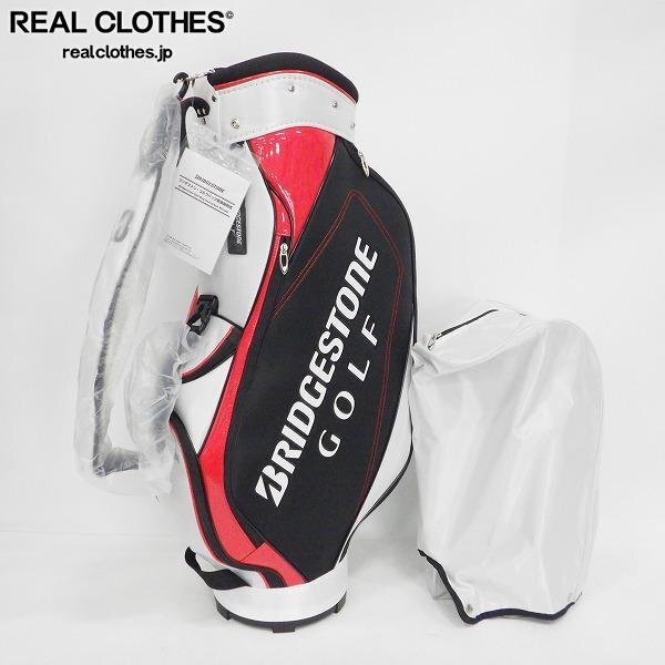 【未使用】BRIDGESTONE/ブリヂストン ゴルフ CBG21Y 9型 5分割キャディバッグ ブラックｘホワイトｘレッド 同梱×/160の1番目の画像