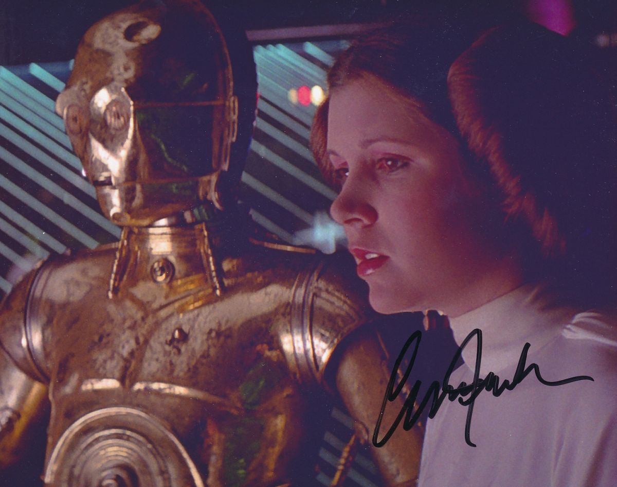 H 2L判 キャリー・フィッシャー Carrie Fisher 直筆サイン写真 証明書