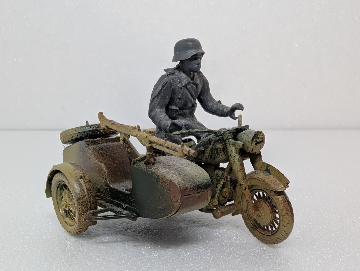 昭和当時物】カスタム塗装 鉄製バイク サイドカー R75風メタルクラフト