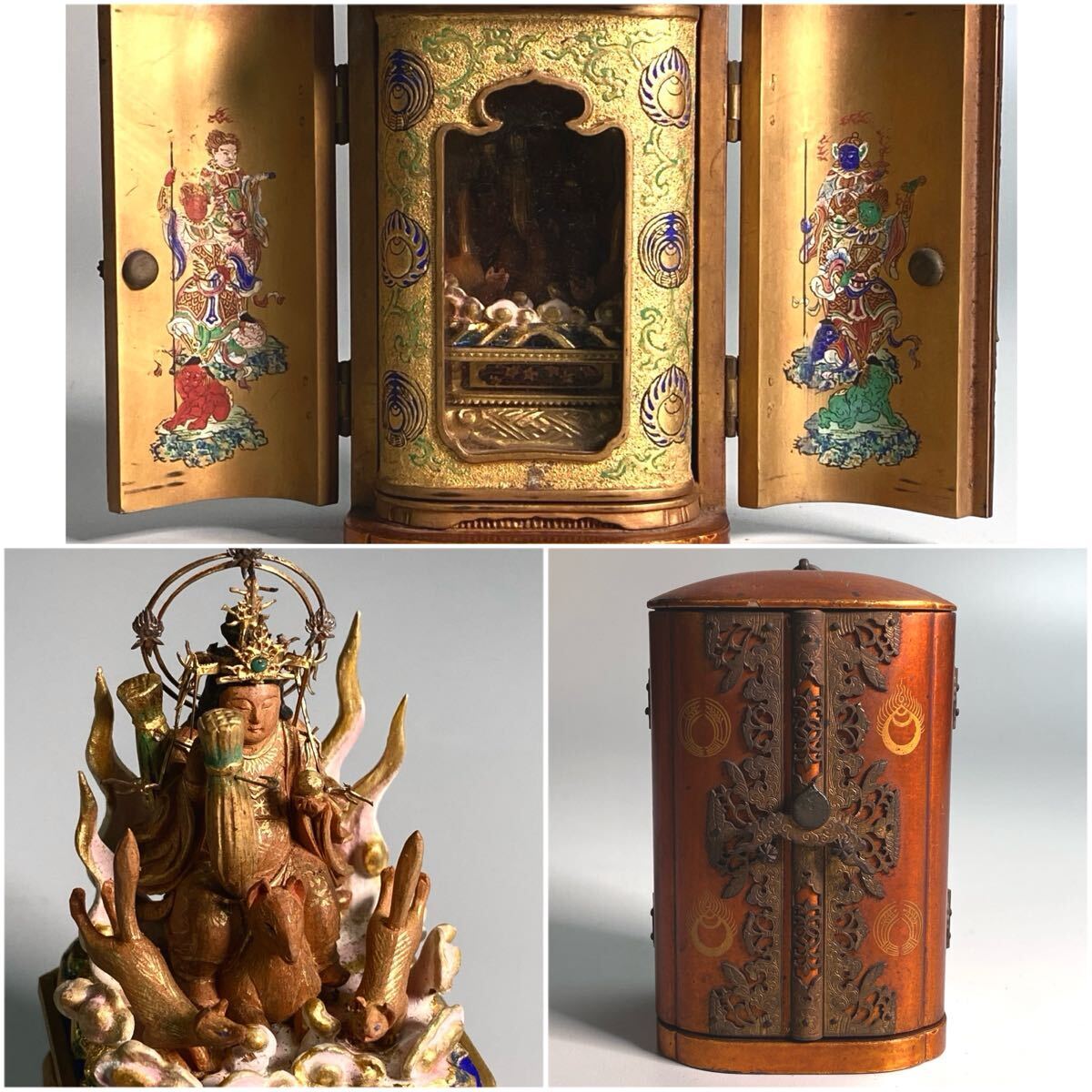 荼枳尼天！枳尼天！ダキニ天！白狐！大白蛇！眷属！掛け軸！絹本工藝品