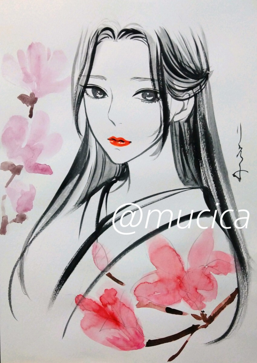 目立った傷や汚れなし】肉筆原画 手描きイラスト オリジナル 美人画