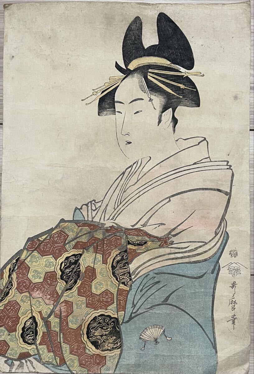 4 喜多川歌麿 浮世絵木版画 春画 検：掛け軸 女性器 花魁 四十八手 秘