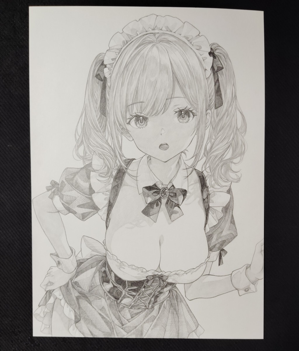 新品】色紙 オリジナル 手描きイラスト 女の子 メイド服の落札情報詳細