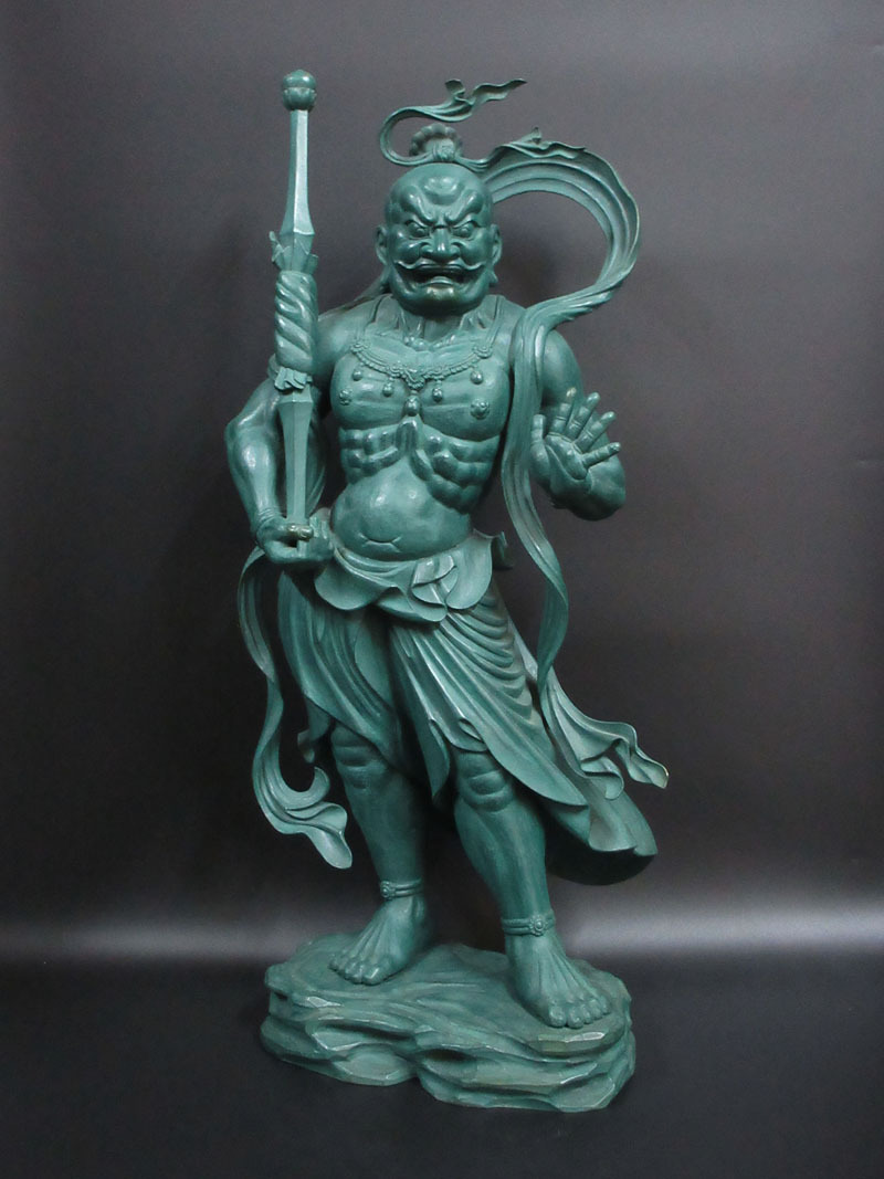 大迫力 特大72cm 井波彫刻 一刀彫 楠材 古美術 時代彫刻 仏教工芸品