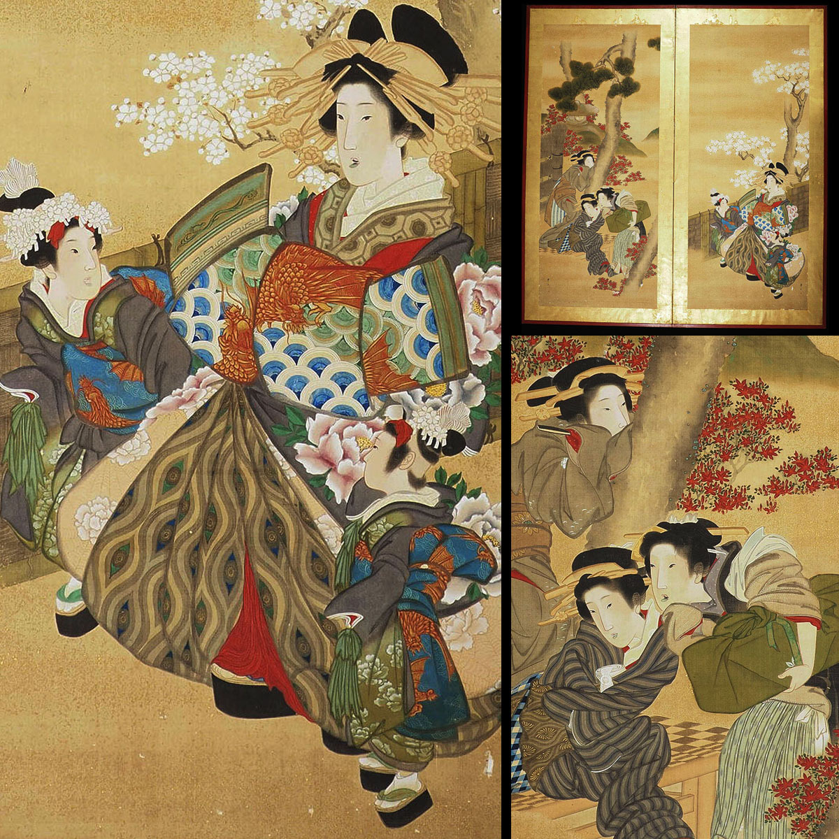 慶應◇【鳥文斎栄之】真筆 肉筆浮世絵 絹本着色立美人図 蜀山人(大田