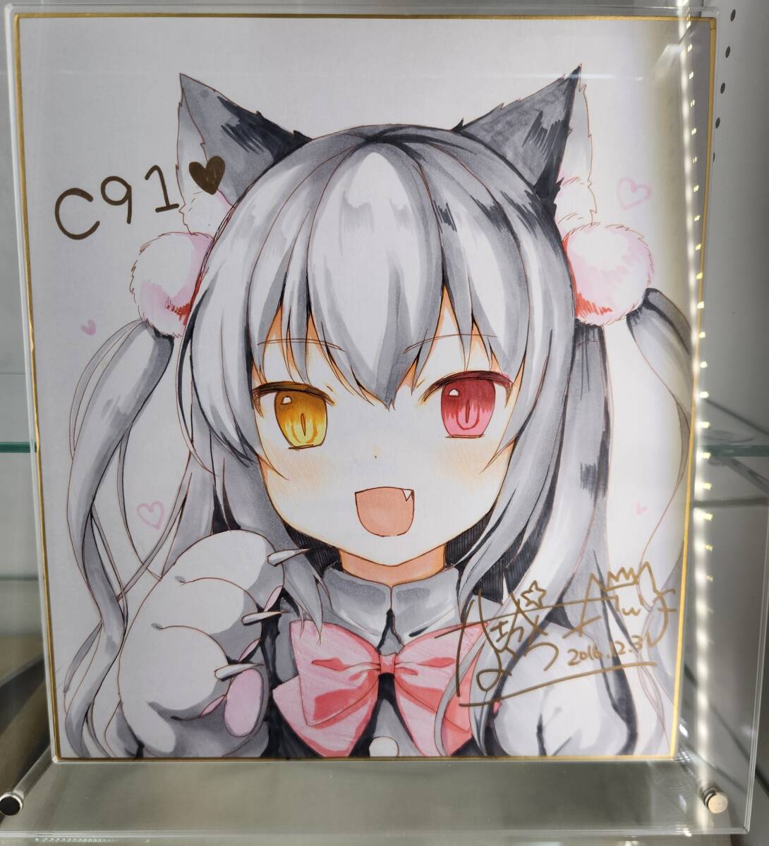 中古】竹井正樹 鳴沢唯 直筆イラスト入りサイン色紙 同級生2の落札