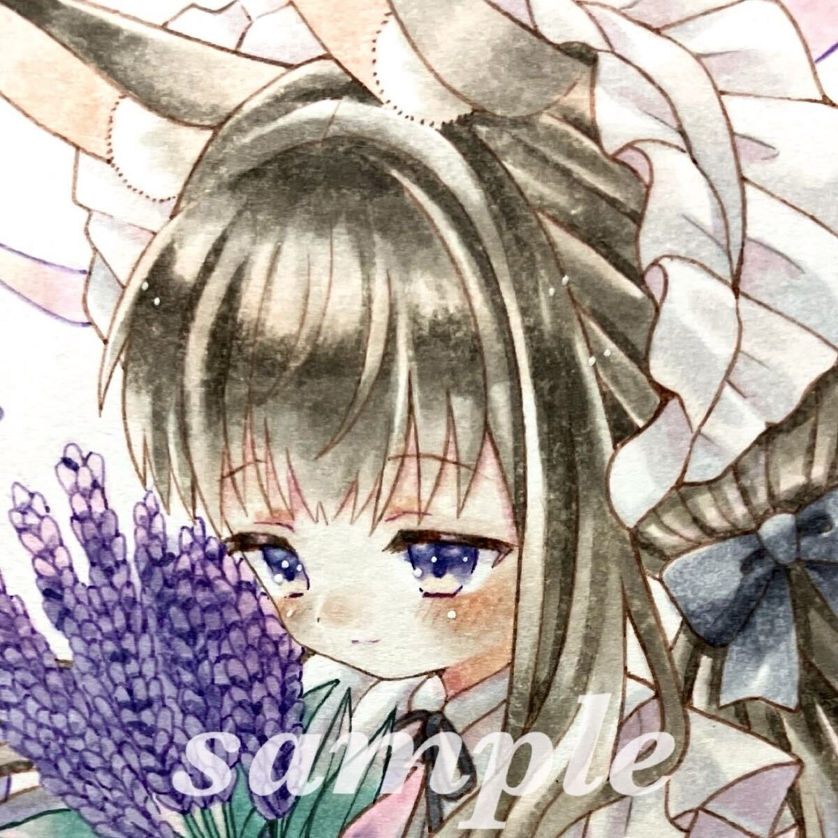 未使用】☆手描きイラストA4☆ バニーガールな女の子① オリジナル