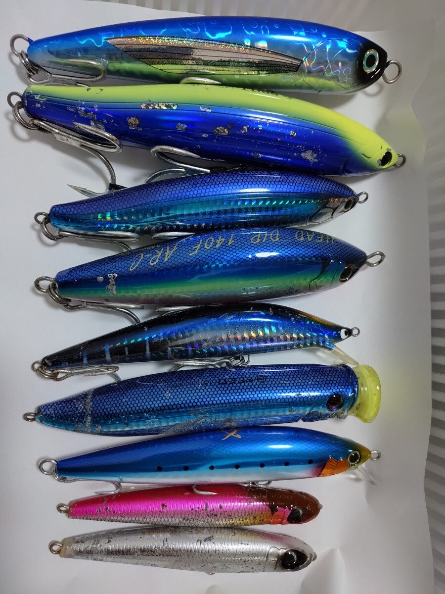 やや傷や汚れあり】【1円スタート】ウッド製ダイビングペンシル4点