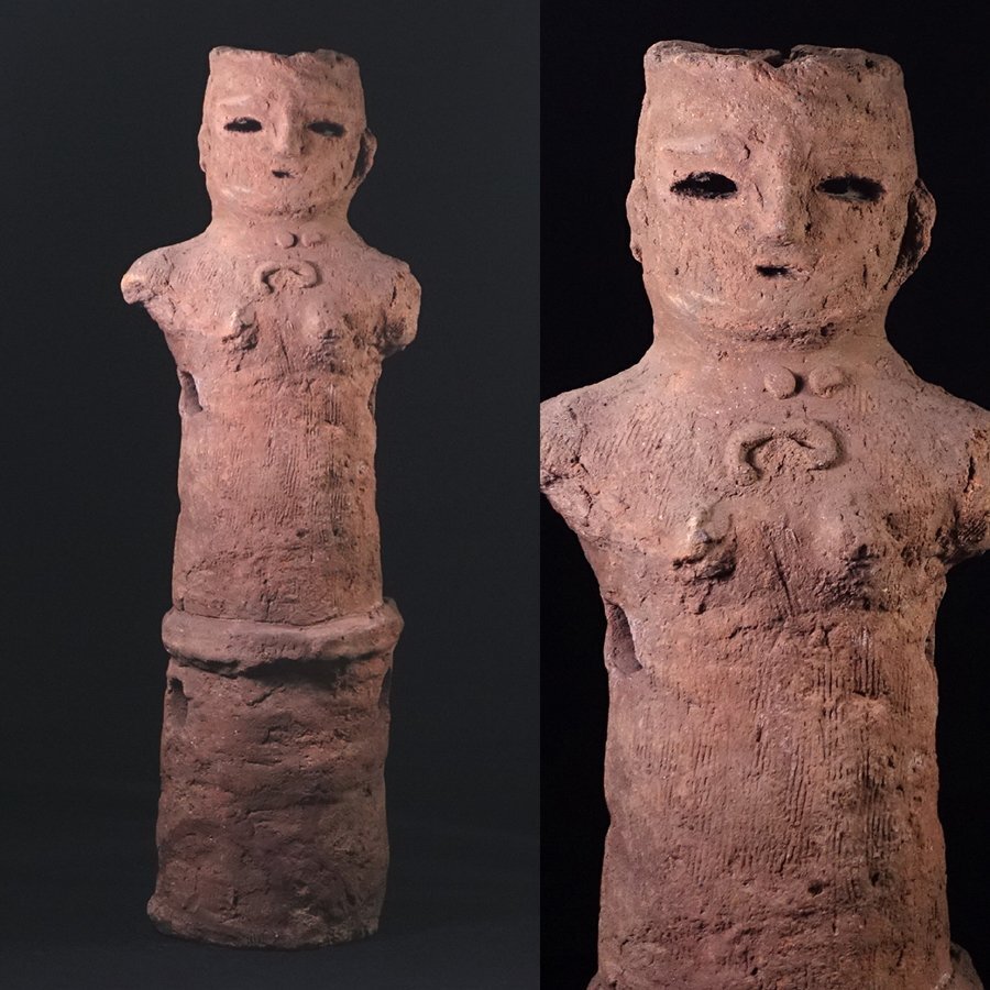 倉】埴輪《挂甲武人 武装男子像 レプリカ》高さ38cm/〇ホ刻印/土偶