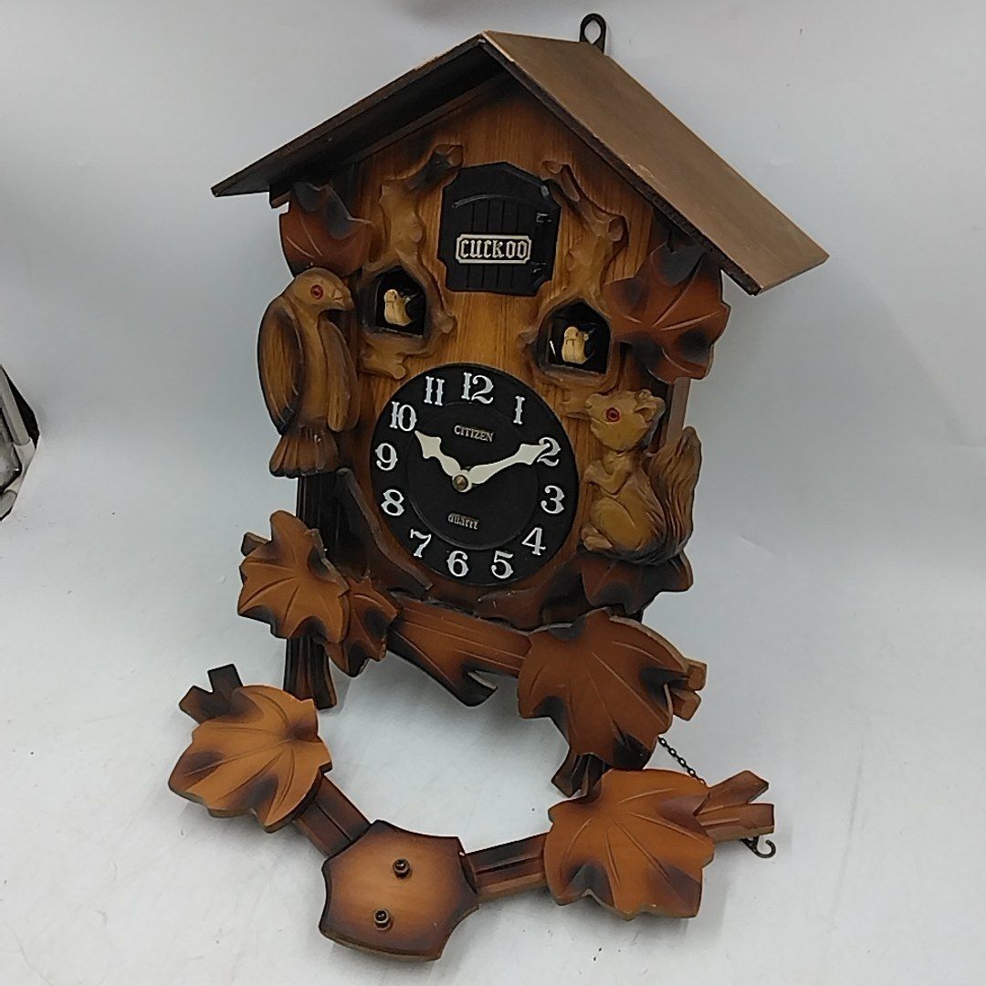 Y639☆CITIZEN CUCKOO カッコークロック ペニー 6MJ079-W 鹿 梟 壁掛け