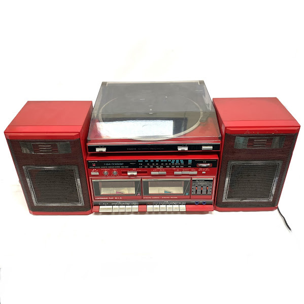 SANYO DCW-W03 コンポ テープカセット レコード 昭和レトロ 赤 中古】1円 昭和レトロ SANYO DCW-W03 コンポ テープカセット レコード
