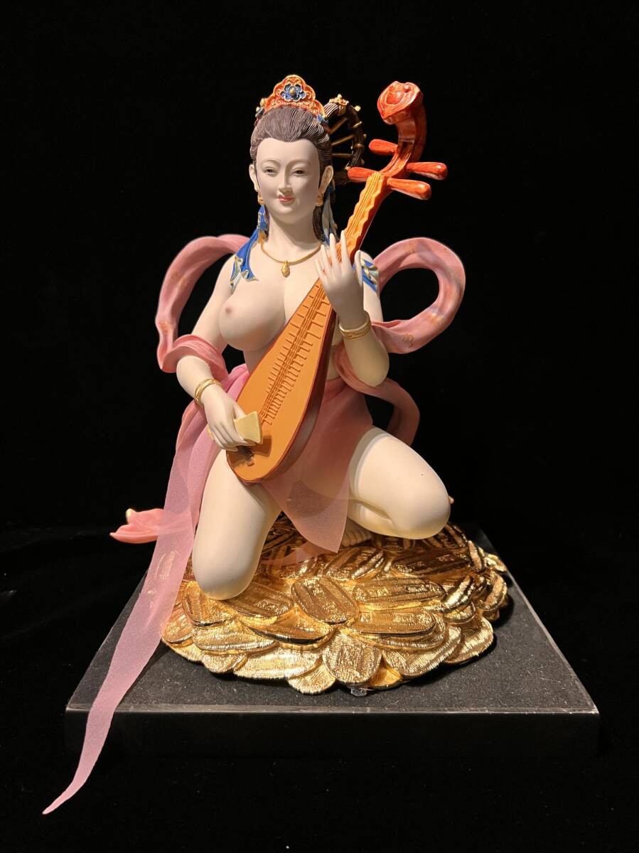 KM1☆トップアート 樹脂製 裸弁財天① 台座付/七福神春画裸婦像縁起物