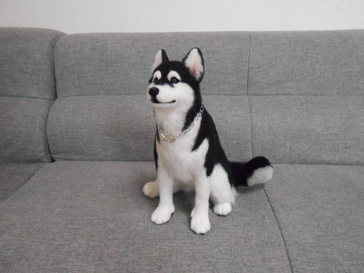 羊毛フェルト　シベリアンハスキー　ハンドメイド 新品】☆羊毛フェルト ハンドメイド シベリアンハスキー イケメン