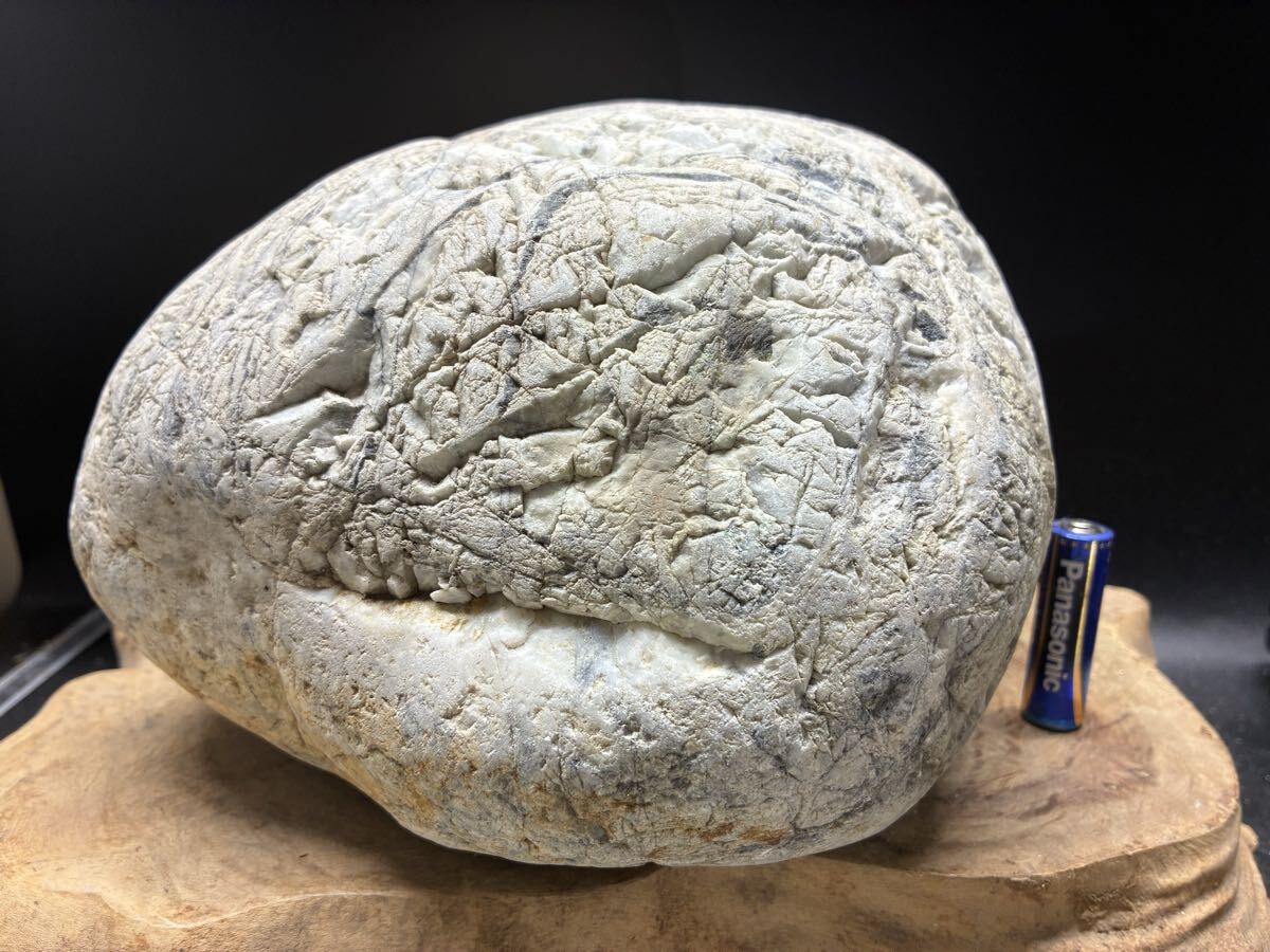 中古】【極上・梅花】 3.9kg 梅花石 菊花石 鑑賞石 水石 原石 盆石 名