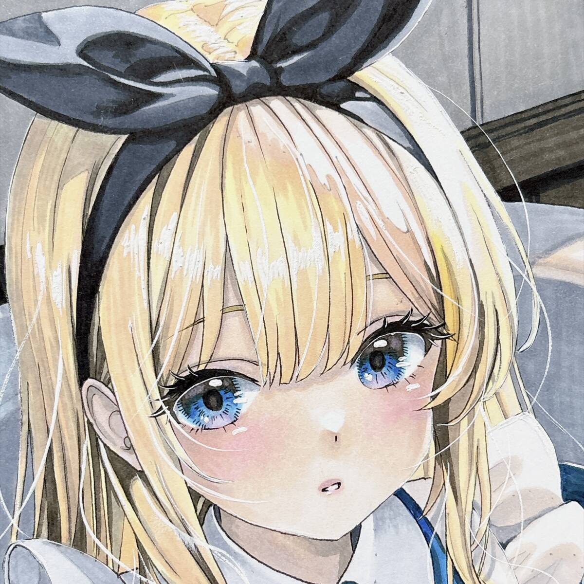 未使用】B5 オリジナル 手書きイラスト 原画 創作 ロリータ ピンク髪