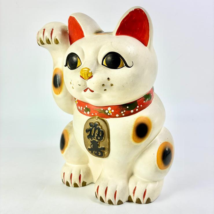 交渉あり 時代 骨董 江戸 明治 招き猫 大入 木製看板 縁起物 商売繁盛