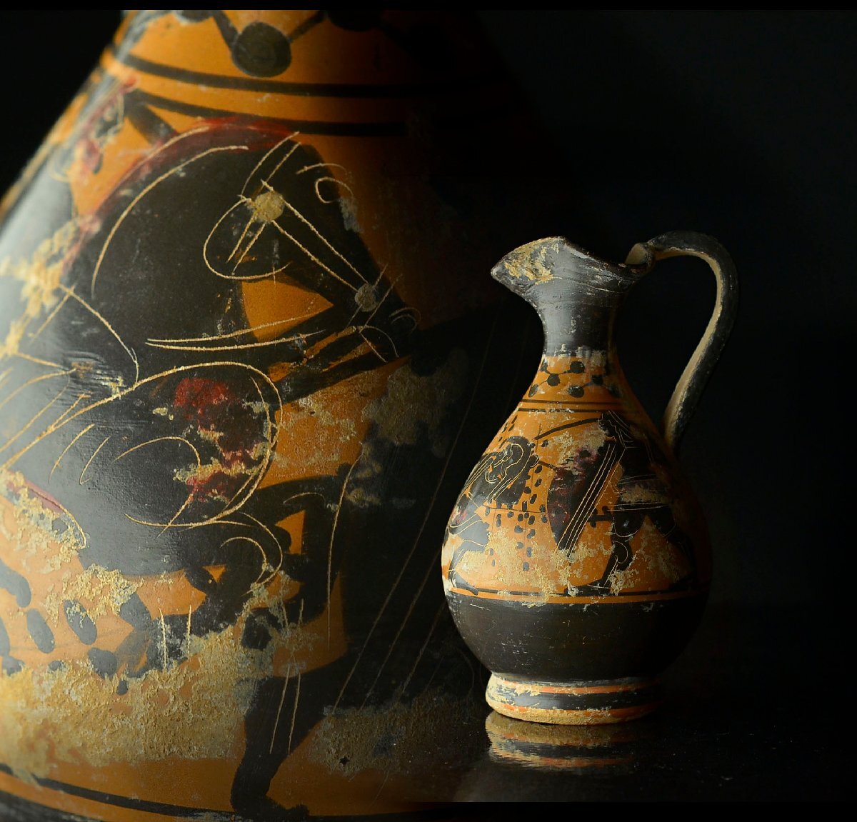 YB】古代ギリシャ陶器 赤像(絵)式蓋付き容器 キュリクス 推定紀元前5