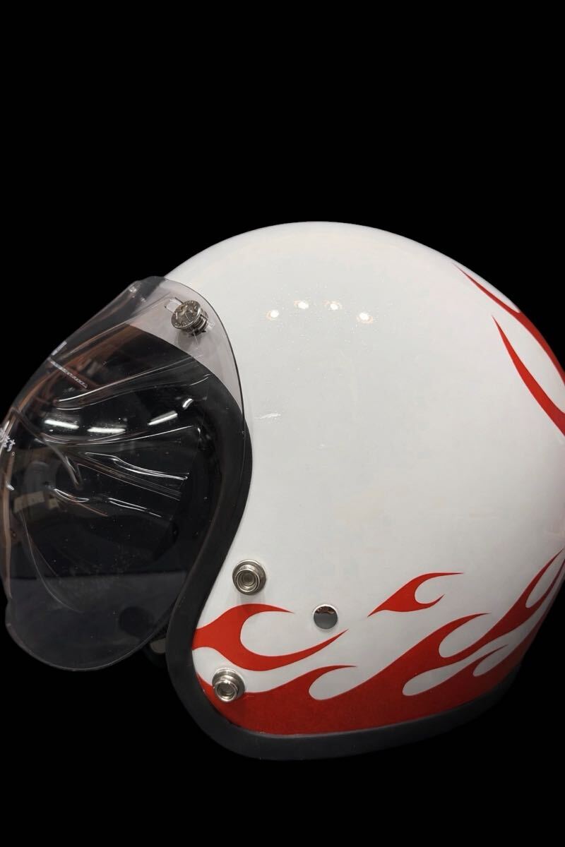 新品】ペイントジェットヘルメット ファイヤーパターン イエロー ラメ