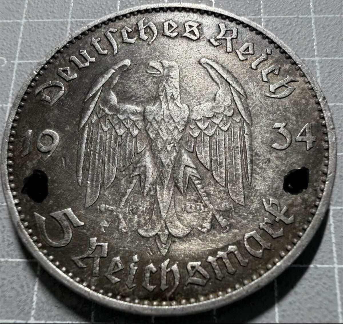 C51〓RL ドイツ ナチス 第三帝国 5ライヒスマルク銀貨 1936年A