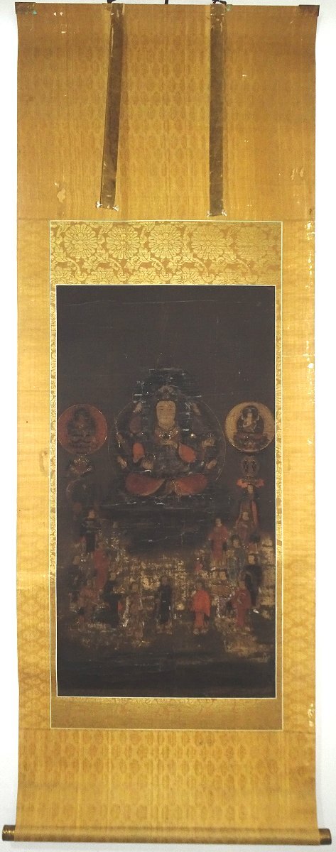 中古】掛け軸 仏教美術【白樹謹寫 岩上観音画 細密画 観音画 共箱 菩薩