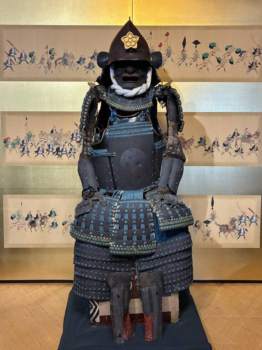 美術品】【侍】江戸時代 変り兜 甲冑 烏帽子形兜 紺糸威 鎧兜一式 等身