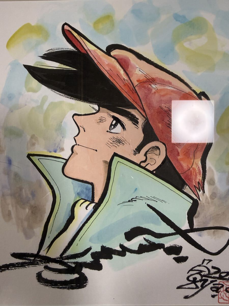 稀少レア☆黒柳徹子 直筆サイン色紙 イラスト貼付 1983(昭和58)年の