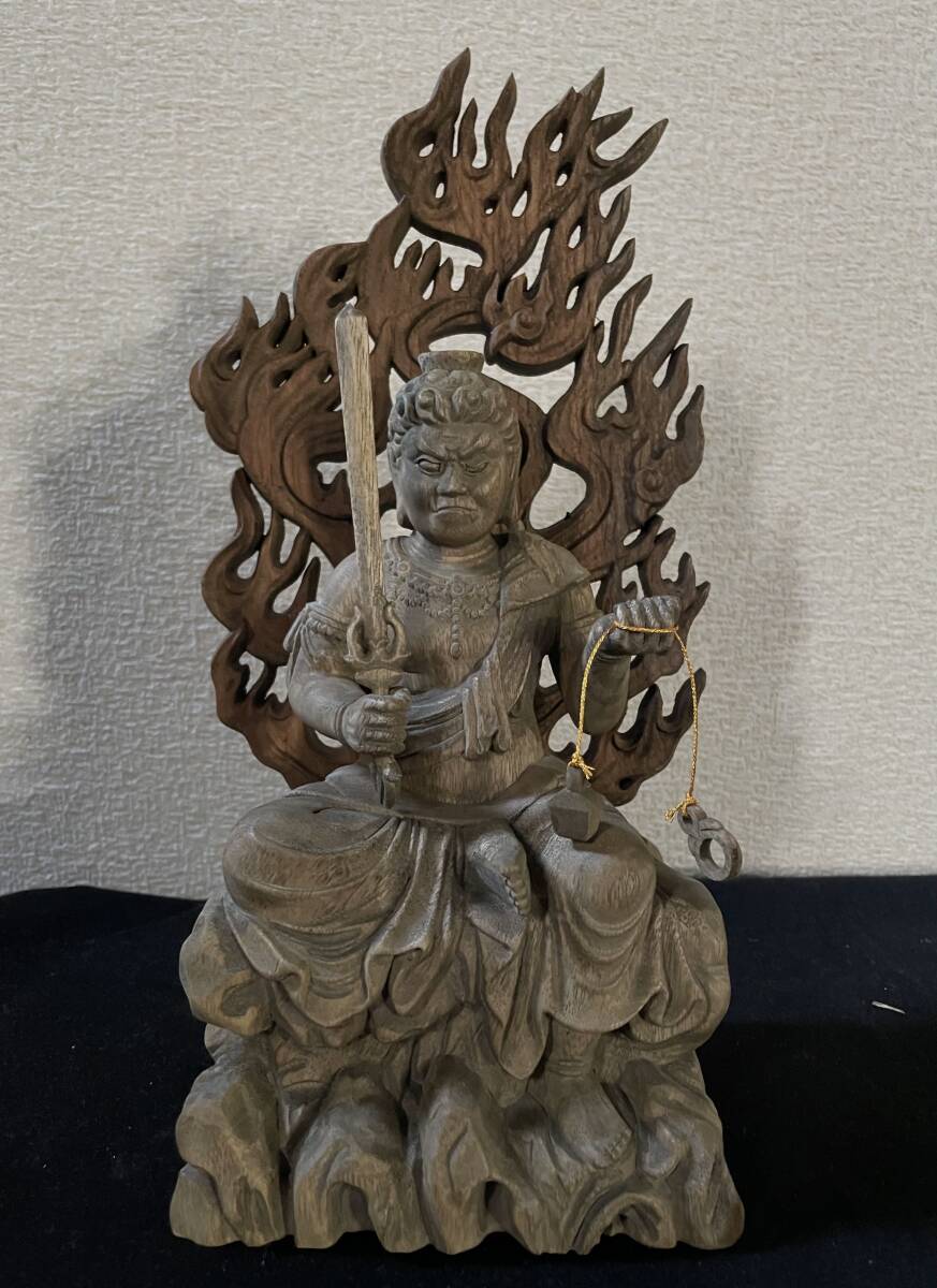 ◇大型!高さ:約70cm 不動明王/倶利伽羅龍剣◇立像/仏像/細密細工