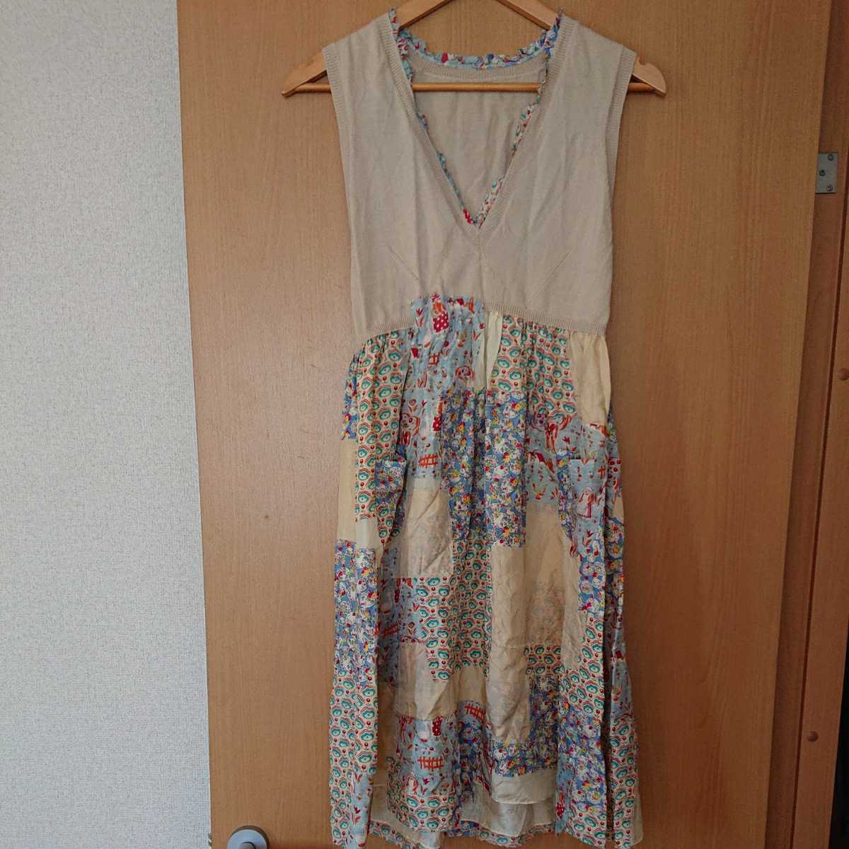 TSUMORI CHISATO パッチワークワンピース◯ツモリチサト シルク サマー ...