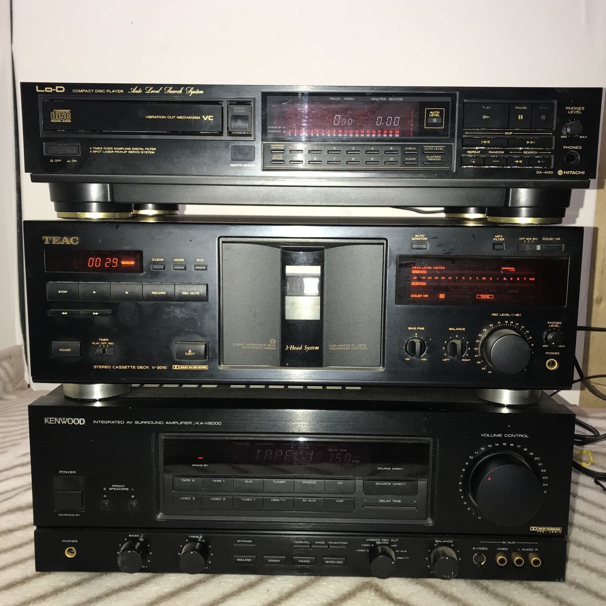 高級KENWOOD KA-V6000アンプ （動作OK）+TEAC ステレオカセットデッキ