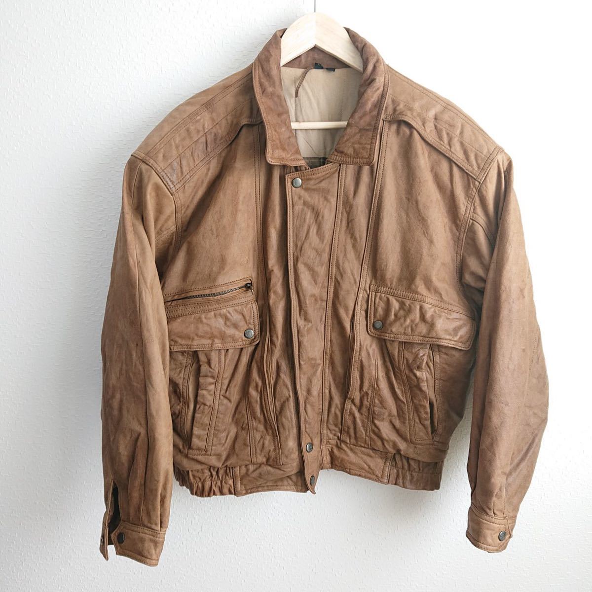 PETER ENGLAND ブラウンレザーライダースジャケット