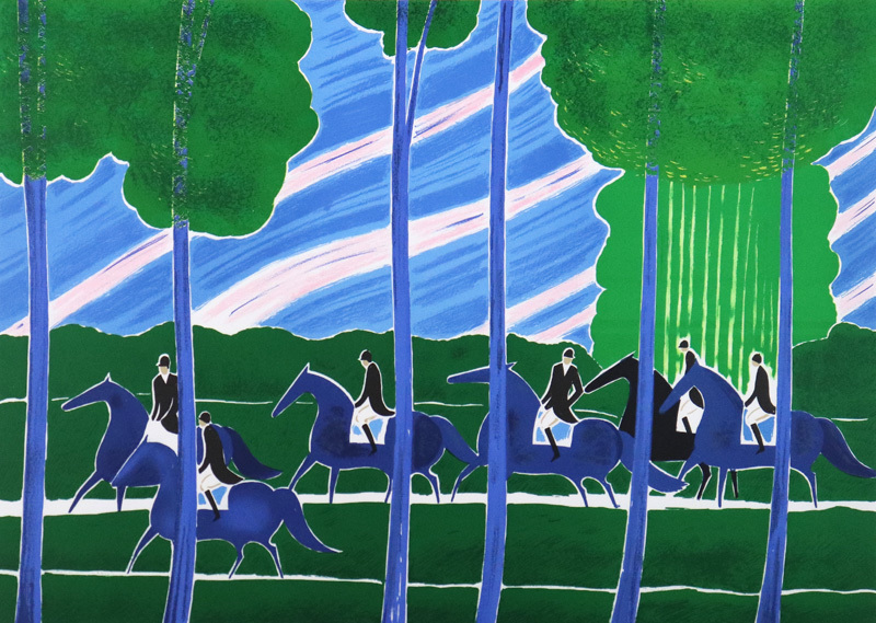 セルジュ・ラシス「2頭の馬 セルジュラシス リトグラフ 乗馬シリーズ25