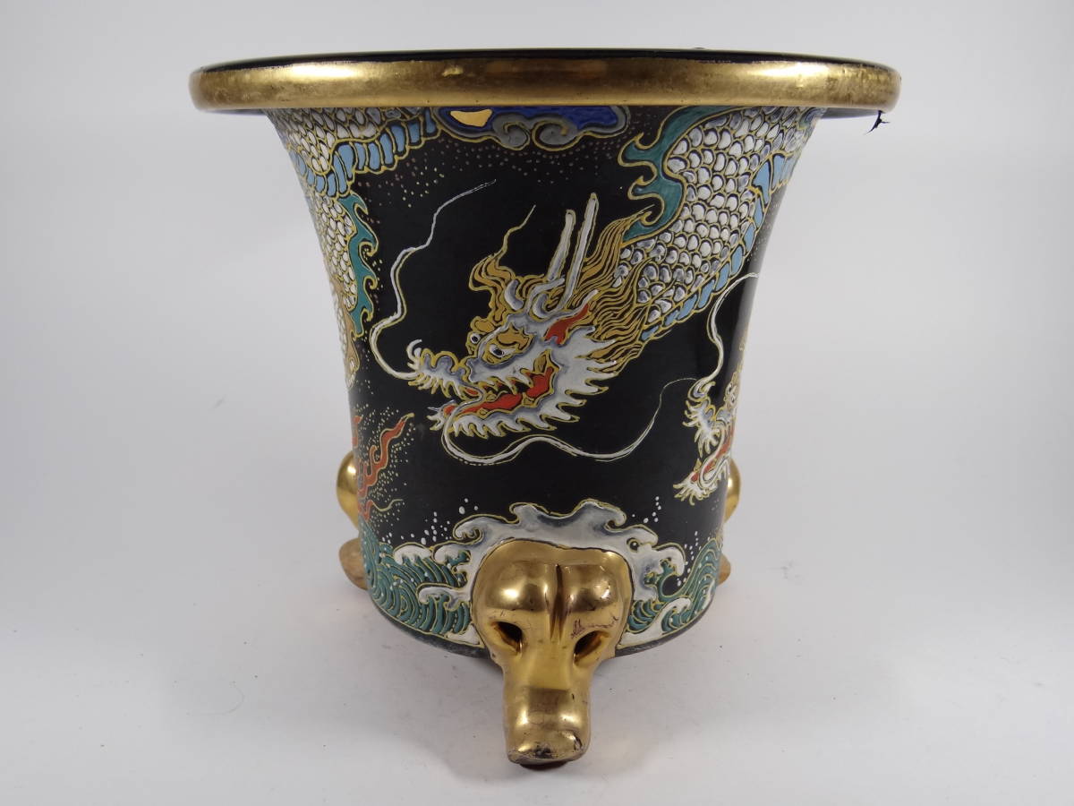 高さ22 直径24 5 大きな植木鉢 万年青鉢 波雲龍図 京楽焼 春蘭 盆栽 の落札情報詳細 ヤフオク落札価格情報 オークフリー スマートフォン版