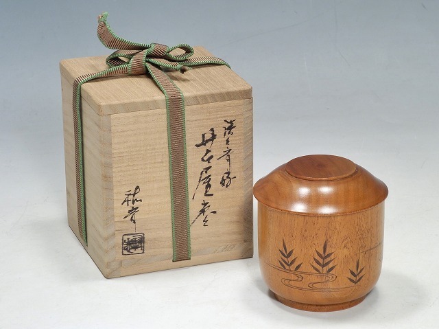 【佳香】山中塗工房 冴 月浪蒔絵平棗 共箱  茶道具 佳香】山中塗工房 冴 月浪蒔絵平棗 共箱 茶道具